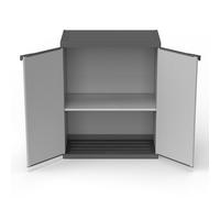 Mongardi: Armadietto in resina di PVC e PP, 2 Ante, 1 Ripiano, Facile da Montare, Modular System, Resistente, Adatto ad ambienti Interni ed Esterni, 68L x 40P x 85H cm, Grigio e Nero