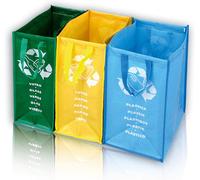 Mongardi SET 3 SACCHI per RACCOLTA DIFFERENZIATA PLASTICA VETRO CARTA MULTICOLOR