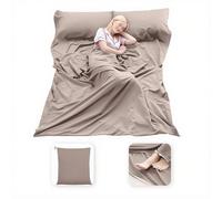 MongByYa Sacco a pelo leggero e compatto, da viaggio, portatile e pulito, da campeggio per escursioni, hotel e trekking (cachi chiaro, 210 x 160 cm)