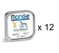 Monge Alimento Cibo Umido per Cani Monoproteico 100% Pollo 12pz da 150gr