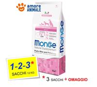 Monge Natural Superpremium All Breeds Adult Monoprotein Maiale con Riso e Patate 12 kg - Crocchette monoproteiche cane - 1° ORDINE? scegli lo sconto BZR5 / BZR20 + 200 punti fedeltà