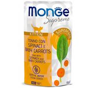 Monge - Buste Supreme Kitten con Tonno, Spinaci e Baby Carrots da 80g