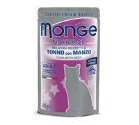 Monge Natural Superpremium Cotti a Vapore Tonno e Manzo per Gatti Adulti 80 g