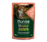 Monge BWild per gatti sterilizzati senza cereali – Salmone e gamberetti con ortaggi – 85 g
