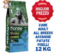 Monge BWild Grain Free con Acciughe, Patate e Piselli All Breed: 12 kg