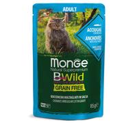 Monge BWild Grain Free Adult Cat 85 gr Acciughe e ortaggi - confezione da 14 pezzi - Cibo umido per gatti - 1° ORDINE? scegli lo sconto BZR5 / BZR20 + 200 punti fedeltà