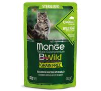 Monge BWild Grain Free Sterilised Cat 85 gr Cinghiale con ortaggi - confezione da 28 pezzi - Cibo umido per gatti - 1° ORDINE? scegli lo sconto BZR5 / BZR20 + 200 punti fedeltà