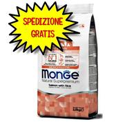 MONGE CANE CROCCHETTA ALL BREEDS PUPPY & JUNIOR SALMONE E RISO 2,5 KG