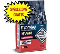 MONGE BWILD DOG LOW GRAIN PUPPY & JUNIOR CERVO 2,5 KG.