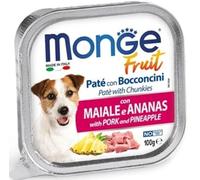 MONGE CANE FRUIT PATE' CON BOCCONCINI MAIALE E ANANAS. 32 VASCHETTE DA 100g CADAUNO