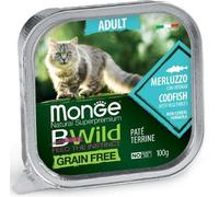 MONGE BWILD CAT GRAIN FREE ADULT PATE' MERLUZZO & ORTAGGI 100 GR.