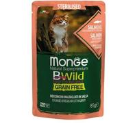 Monge BWild per gatti sterilizzati senza cereali – Salmone e gamberetti con ortaggi – 85 g
