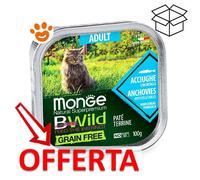Monge Bwild Grain Free - Gatto Adulto - Acciughe con ortaggi (fagiolini e carote) - 100 g
