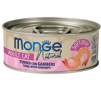 Monge Jelly Adult cottura al vapore Pezzetti di Tonno del Pacifico con Gamberetti 80 g