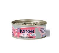 Monge Jelly Adult cottura al vapore 80 gr: Pezzetti di Tonno del Pacifico con Gamberetti