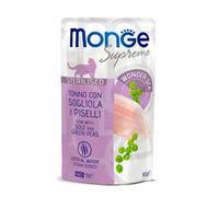 Monge - Buste Supreme Sterilised con Tonno, Sogliola e Piselli da 80g