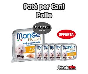 Monge Cibo per cani Patè di pollo Fresh vaschetta 100Gr - 12 PZ