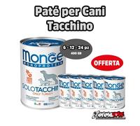 Monge Cibo per cani Patè di tacchino Monoprotein 400GR - 24 PZ