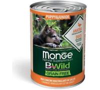 Monge Dog BWild Grain Free Puppy e Junior All Breed con Anatra Zucca e Zucchine Bocconcini in Salsa 400 g