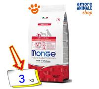 Monge Dog Natural Superpremium Puppy e Junior Mini Pollo Cani 800 Gr/3 Kg
