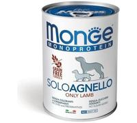 400 g Monge Monoprotein Alimento Completo Monoproteico Cibo Umido Paté per Cani Adulti con Solo Agnello Grain Free e Gluten Free
