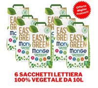 Monge EASY GREEN 6 CONFEZIONI Lettiera per Gatti 100% MAIS VEGETALE ITALIANO