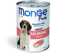Monge Fresh Adult Bocconcini in Paté con Salmone 400 g Alimento Umido per Cani