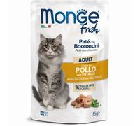 Monge Fresh Paté con Bocconcini Adult Ricco in Pollo con Ortaggi Alimento Umido Senza Cereali per Gatti 85 g