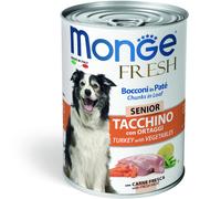 Monge Fresh Senior Bocconcini in Paté con Tacchino e Ortaggi 400 g Alimento Umido per Cani Anziani