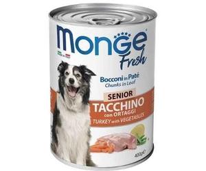 Monge Fresh Umido Cane Senior Bocconi in Paté Tacchino e Ortaggi 400g
