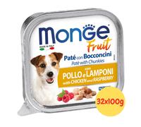 Monge Fruit Pollo con Lamponi - 32x100g umido per cani Monge fruit con pollo