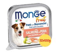 Monge Fruit Umido Cane Paté e Bocconcini Salmone e Pera 32x100g. PROMO ULTIMI PZ