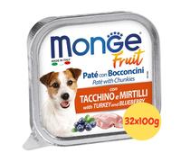 Monge Fruit Umido Cane Paté e Bocconcini Tacchino e Mirtilli 32x100g promo umdo