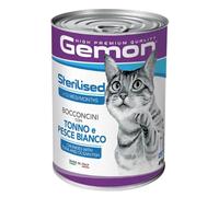 Monge Gemon Cat Sterilised Bocconcini 415 gr Tonno e Pesce Bianco - confezione da 24 pezzi - Cibo umido per gatti - 1° ORDINE? scegli lo sconto BZR5 / BZR20 + 200 punti fedeltà