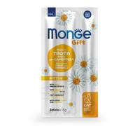 Monge Gift snack grain free per gattini (scadenza: 31/08/2025) - Trota con camomilla - stick da 15 gr - 1° ORDINE? scegli lo sconto BZR5 / BZR20 + 200 punti fedeltà