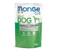 Monge Grill Adult Grain Free bocconcini 100 gr Agnello e Verdure - Cibo umido per cani - 1° ORDINE? scegli lo sconto BZR5 / BZR20 + 200 punti fedeltà