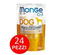 Monge Grill Bocconcini al forno Pollo e Tacchino 24x 100 gr bustine cane adulto