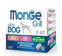 Monge Grill Grain Free Adult Dog Multipack 12x100g - Salmone - Maiale - Agnello - 1° ORDINE? scegli lo sconto BZR5 / BZR20 + 200 punti fedeltà