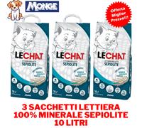 Monge LE CHAT 3 CONFEZIONI Lettiera per Gatti 10 LITRI 100% MINERALE