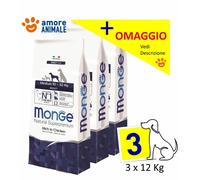 Monge Medium Adult al Pollo - 1 / 2 / 3 Sacchi da 12 kg - Crocchette cane, cani