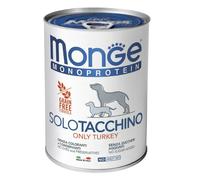 400 g Monge Monoprotein Alimento Completo Monoproteico Cibo Umido Paté per Cani Adulti con Solo Tacchino Grain Free e Gluten Free
