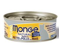 Monge Cat Natural Tonno, Petto di Pollo e Mais - Monge Cat Natural Tonno, Petto di Pollo e Mais - Lattina da 80 Gr - CONFEZIONE RISPARMIO