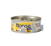Monge Cat Natural Tonno, Petto di Pollo e Mais - Monge Cat Natural Tonno, Petto di Pollo e Mais - Lattina da 80 Gr - CONFEZIONE RISPARMIO