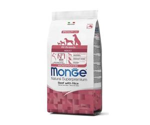 Monge Natural Superpremium All Breeds Adult Monoprotein Manzo con Riso 12 kg - Crocchette monoproteiche cane - 1° ORDINE? scegli lo sconto BZR5 / BZR20 + 200 punti fedeltà
