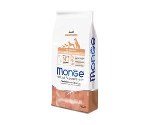 Monge Natural Superpremium All Breeds Puppy & Junior Monoprotein Salmone con Riso 12 kg - Crocchette monoproteiche cane - 1° ORDINE? scegli lo sconto BZR5 / BZR20 + 200 punti fedeltà