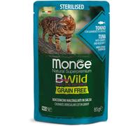 Monge Natural Superpremium BWild Cat Sterilised Grain Free Busta Multipack 28x85G TONNO CON GAMBERETTI E ORTAGGI