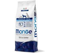 Monge Natural Medium Puppy & Junior Ricco di Pollo: 12 kg