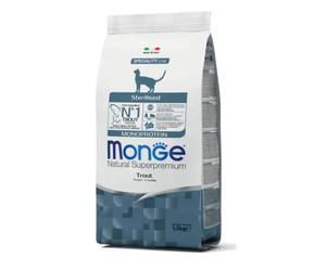 Monge Natural Superpremium Sterilised Monoprotein con Trota 1,5 kg - Cibo monoproteico gatto - 1° ORDINE? scegli lo sconto BZR5 / BZR20 + 200 punti fedeltà