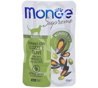 Monge Supreme Pezzetti di Tonno con Cozze Olive Cibo Umido Gatti