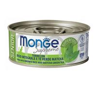 Monge Supreme Senior in salsa lattina da 80 gr (scadenza: 30/09/2025) - Tonno con riso integrale e tè matcha - Confezione da 24 pezzi - 1° ORDINE? scegli lo sconto BZR5 / BZR20 + 200 punti fedeltà